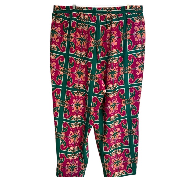 NWT  Wide Leg Tropical Palm Tree Print Pants   PLUS:  3X       #F - Picture 6 of 8